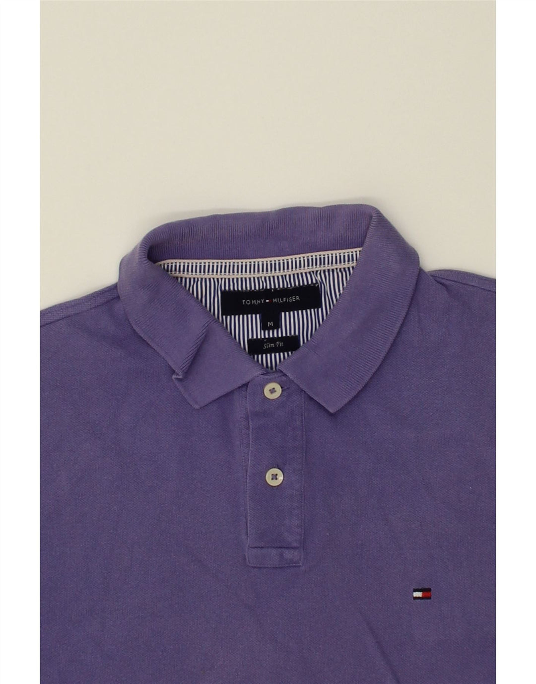 TOMMY HILFIGER Mens Slim Fit Polo Shirt Medium Blue Cotton Vintage Tommy Hilfiger and Second-Hand Tommy Hilfiger from Messina Hembry 