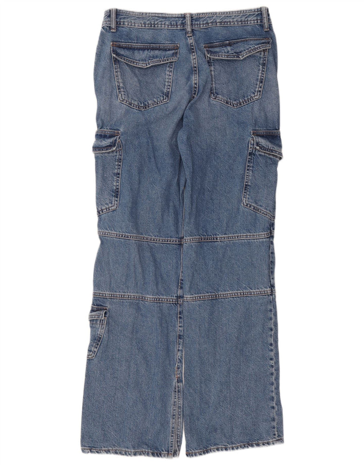 Zara Jean cargo droit pour femme EU 40 Medium W30 L31 Bleu Coton