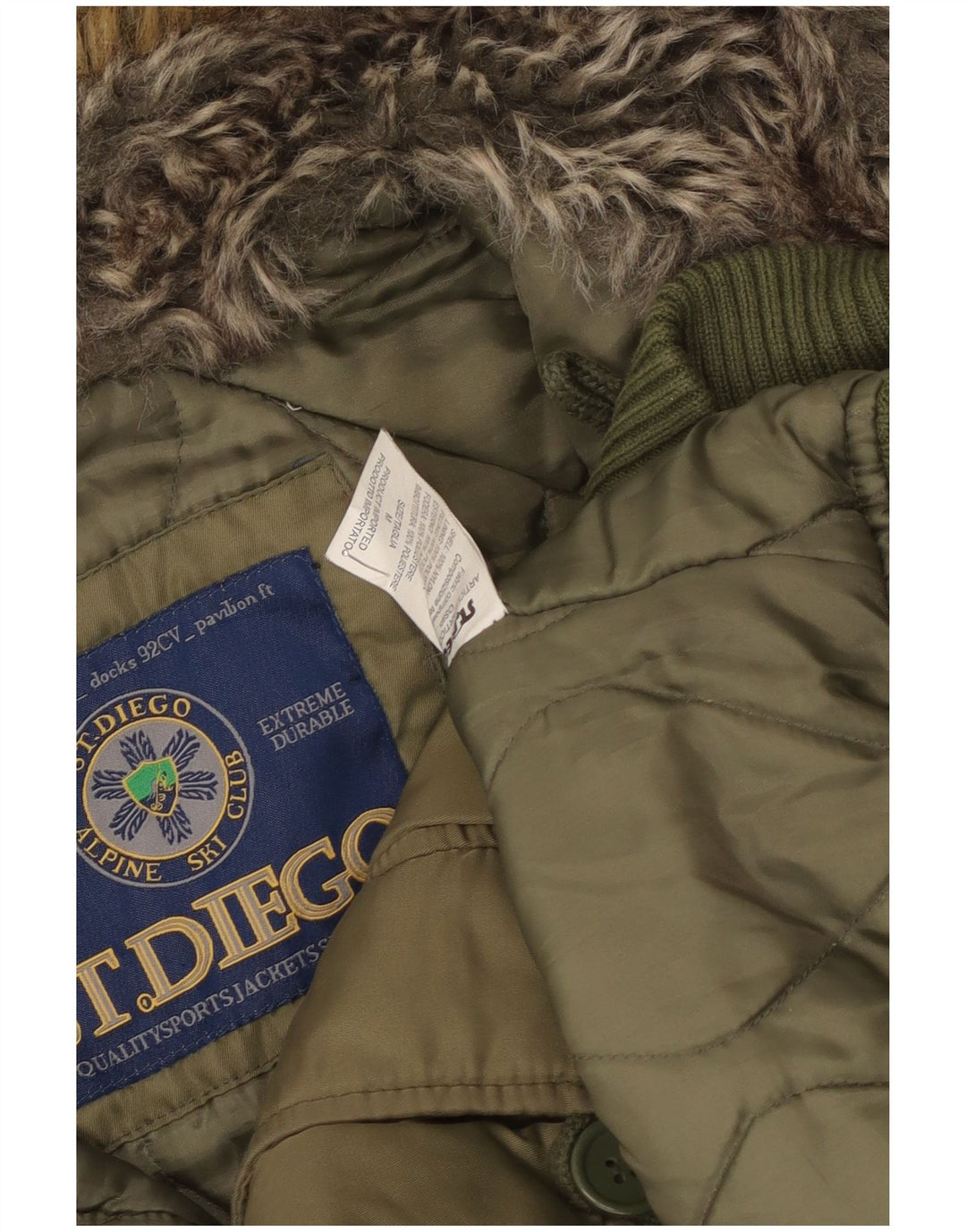 veste de ski à capuche homme vintage UK 38 Nylon kaki moyen