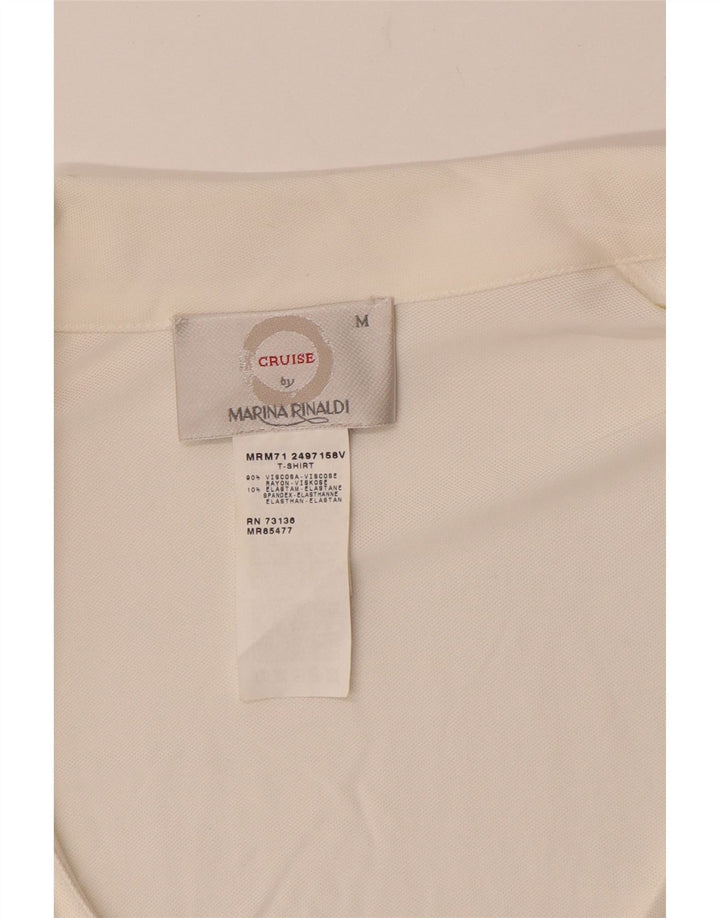 MARINA RINALDI Chemisier portefeuille à manches courtes pour femme UK 14 Blanc moyen