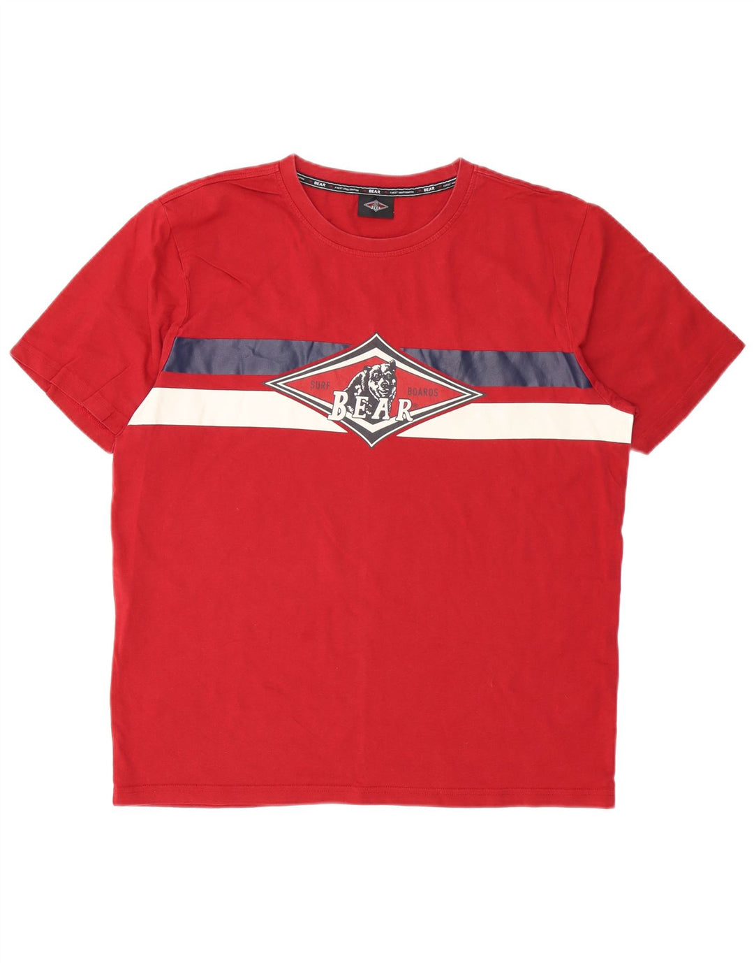 Bear T-Shirt Graphique Homme Top XL Rouge Coton