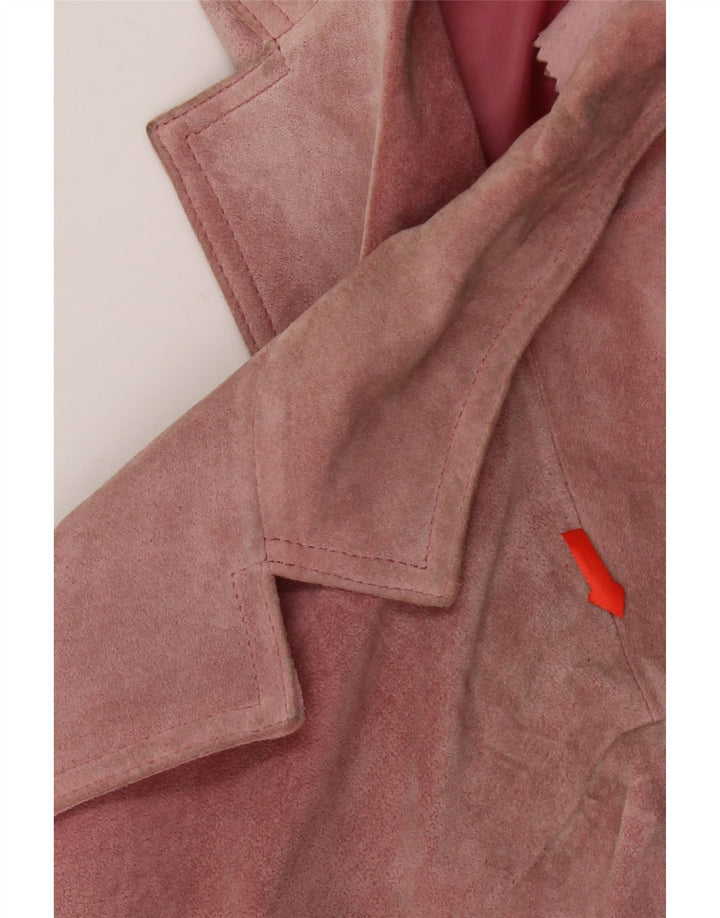 VINTAGE Veste blazer en daim à 2 boutons pour femme IT 46 Grand cuir rose