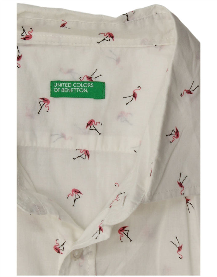 BENETTON Chemise Flamingo Homme Blanc Cassé Moyen Coton