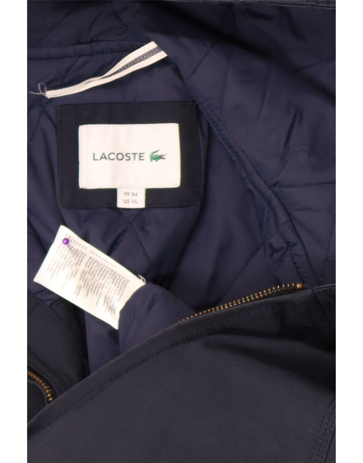 Lacoste Veste bomber à capuche pour homme Taille 54 XL Bleu marine Polyester