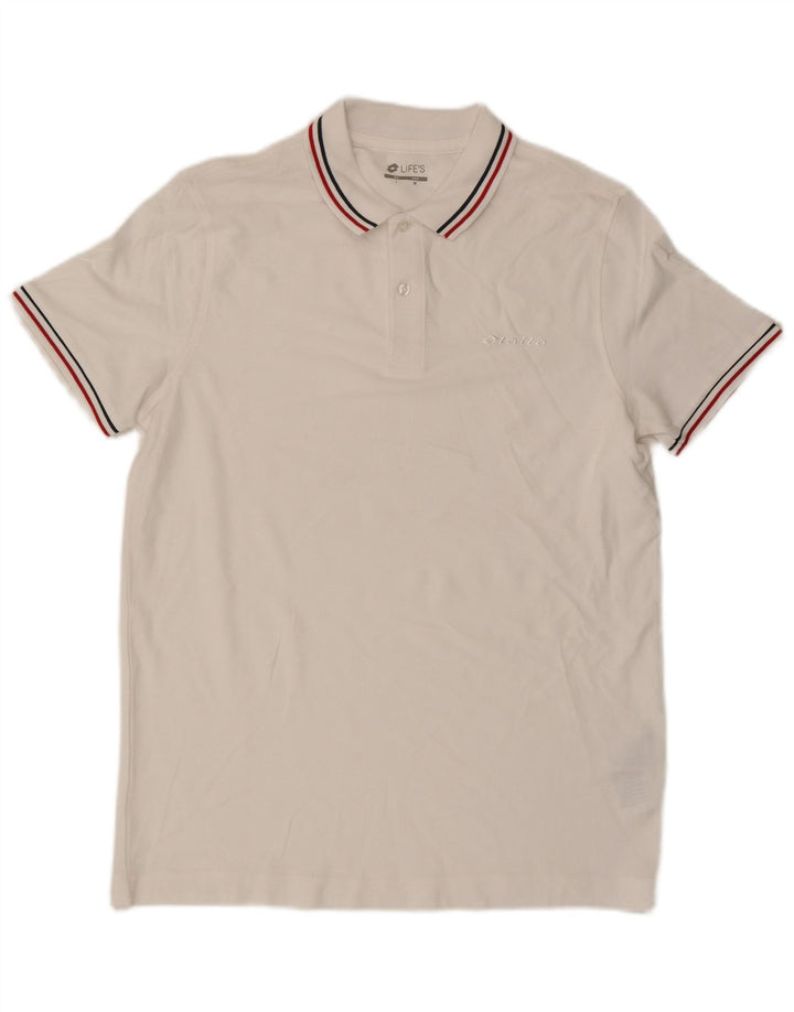 Lotto Polo Homme Blanc Moyen Coton