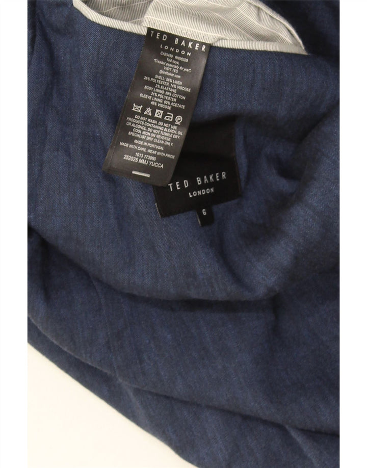 Ted Baker Veste blazer à 3 boutons pour homme Taille 6 2XL Bleu Lin