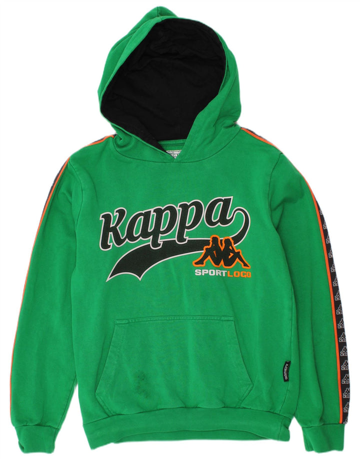 KAPPA Pull à capuche graphique pour garçon 9-10 ans en coton color block vert