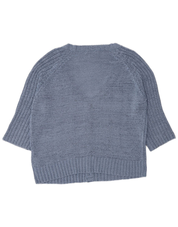 Marks & Spencer Pull cardigan à manches 3/4 pour femme UK 14 Large Bleu Acrylique