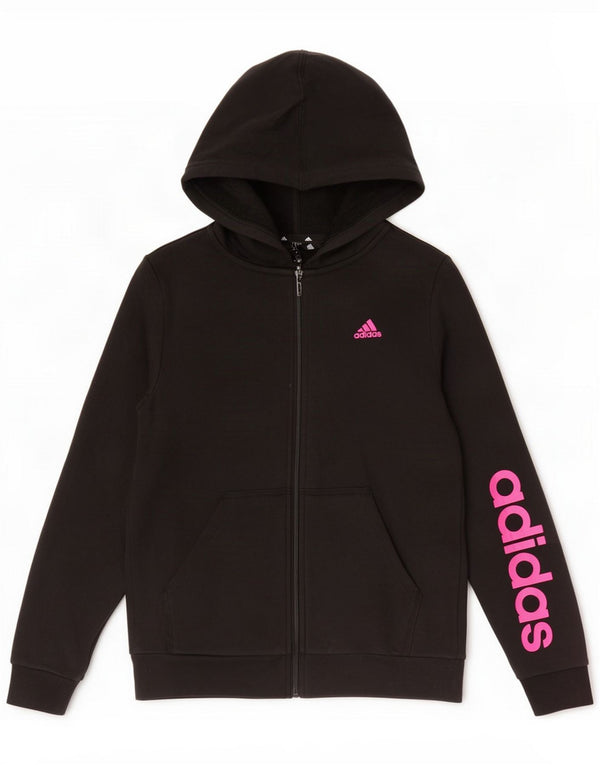 Adidas Girls Graphic Zip Hoodie Sweater 13-14 ans Noir