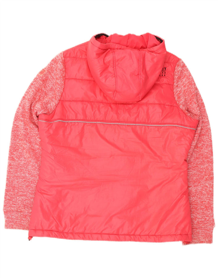 Superdry Veste matelassée à capuche pour femme UK 16 Large Rose Moucheté Polyester