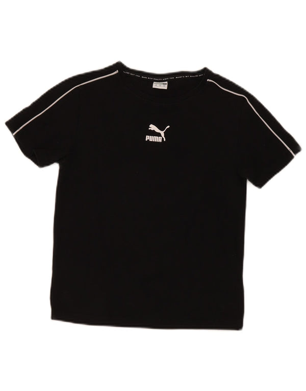 Puma T-Shirt Top Garçon 9-10 Ans XS Noir Coton