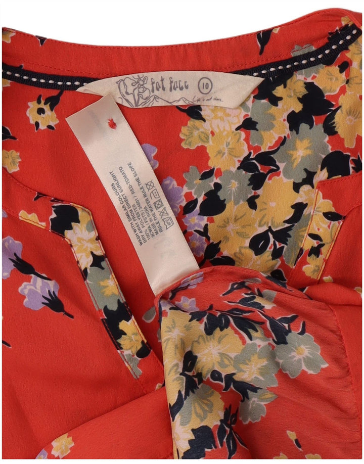 FAT FACE Chemisier à manches courtes pour femme UK 10 Petit motif floral rouge