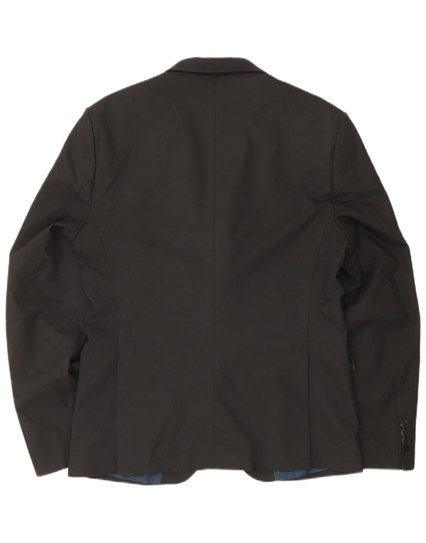 Zara Veste Blazer 2 Boutons Homme EU 50 Polyester Noir Moyen