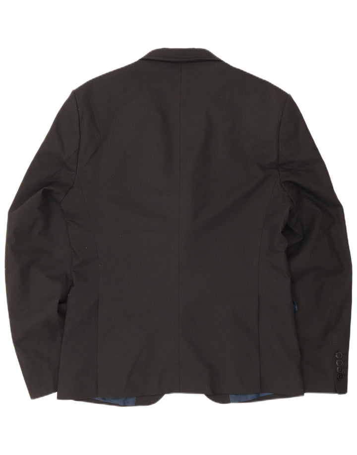 Zara Veste Blazer 2 Boutons Homme EU 50 Polyester Noir Moyen