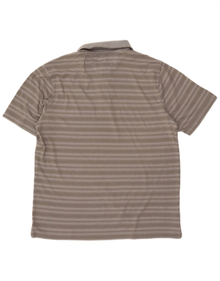 EDDIE BAUER Polo Homme Gris Moyen Rayé Coton