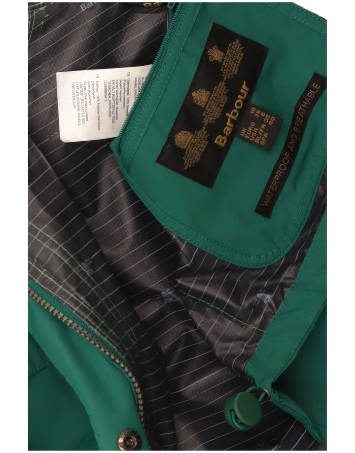 Barbour Veste de pluie à capuche pour femme UK 10 Small Vert Polyester