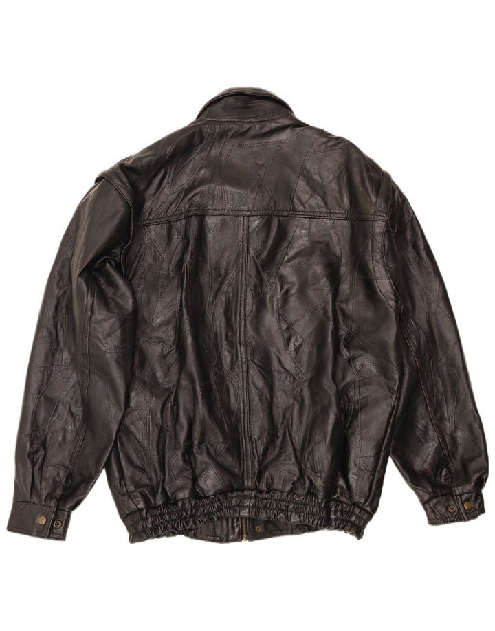 VINTAGE Veste en cuir homme UK 40 Grand cuir noir