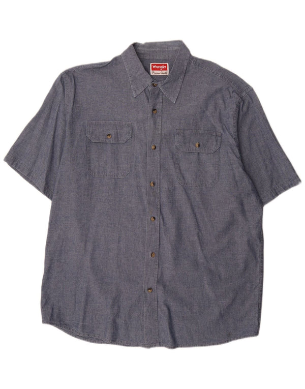 Wrangler Chemise à manches courtes pour homme en coton bleu marine Taille L
