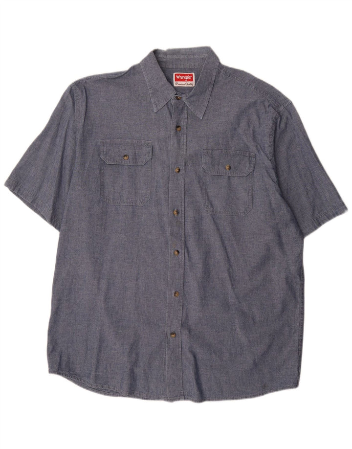Wrangler Chemise à manches courtes pour homme en coton bleu marine Taille L