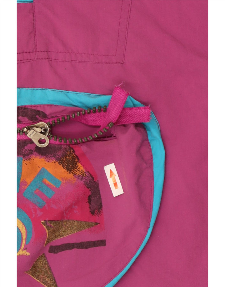 vintage Mens Graphic Pullover Ski Jacket UK 44 2XL Violet Colourblock
