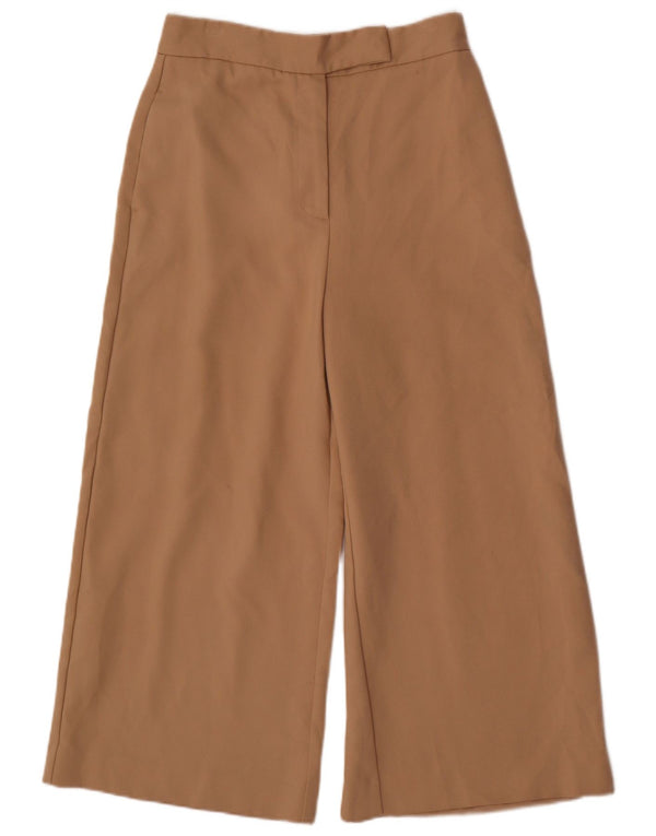 ZARA Pantalon court à jambe large pour femme Medium W28 L24 Beige Polyester