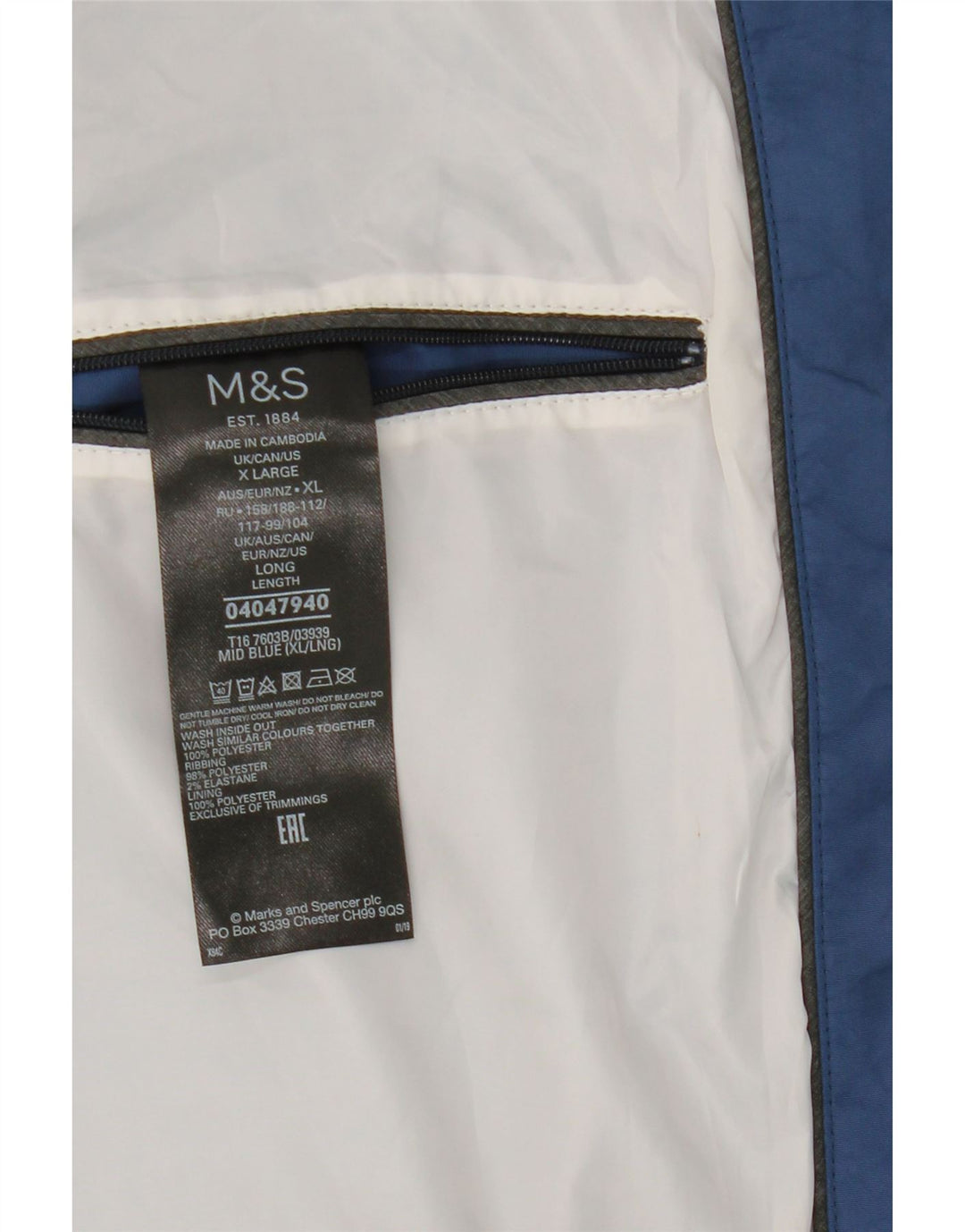 Marks & Spencer Veste Bomber Homme UK 42 XL Bleu Polyester