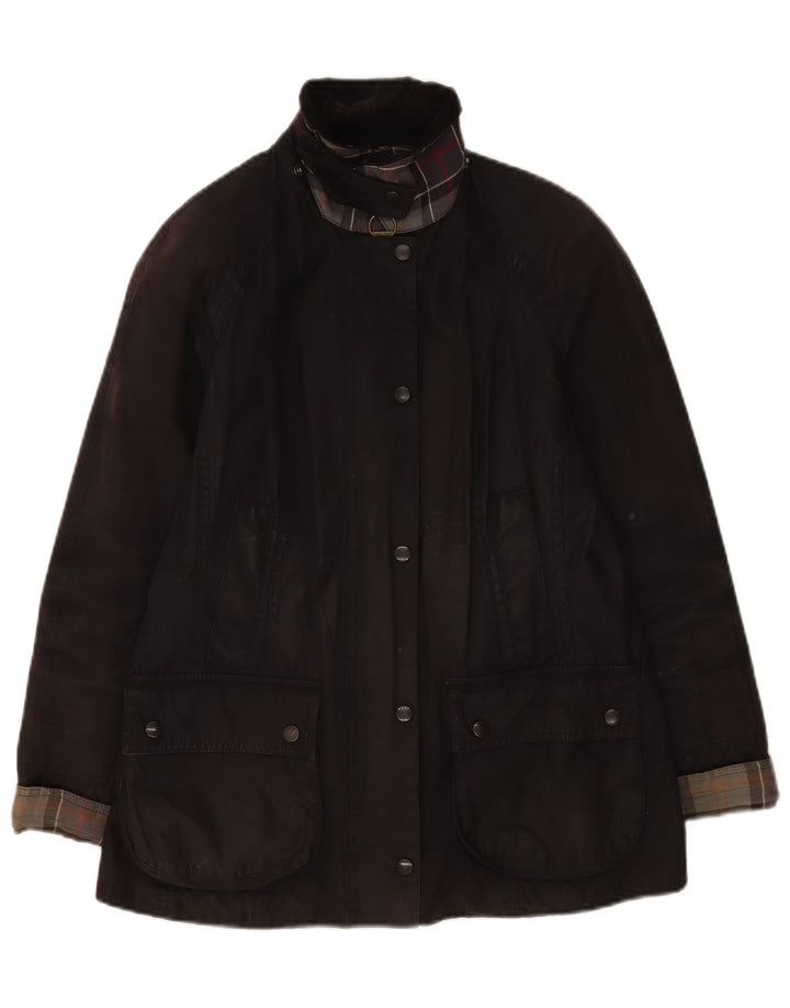 Barbour Veste surdimensionnée en coton ciré pour femme UK 10 Small Noir
