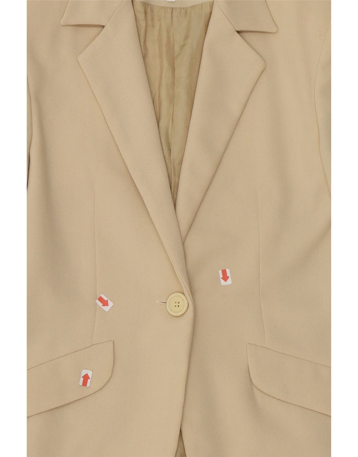 HALFON Womens 1 Button Blazer Jacket IT 42 Medium Beige Polyester Vintage Halfon and Second-Hand Halfon from Messina Hembry 