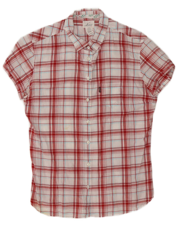 Levi's Chemise à Manches Courtes Femme UK 16 Grand Carreau Rouge