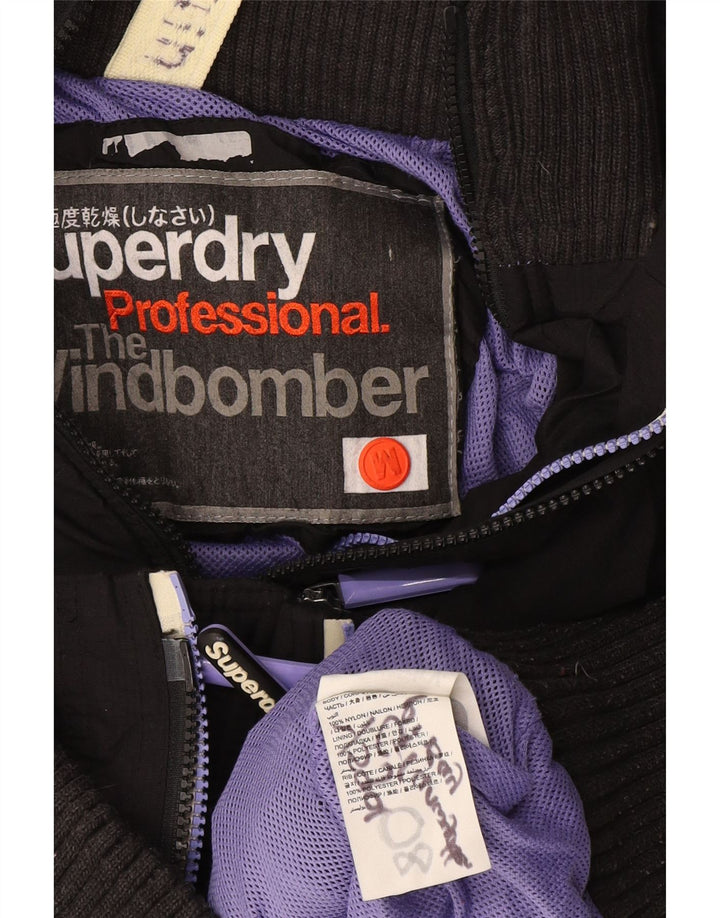 Superdry Veste coupe-vent à capuche The Windbomber pour femme UK 12 Gris moyen