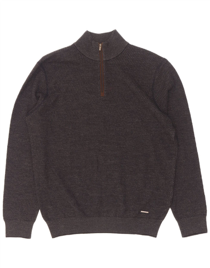 Bugatti Pull à col zippé pour homme, grand gris