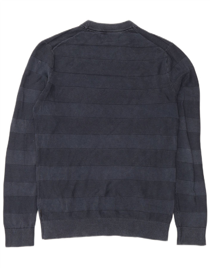 CALVIN KLEIN Pull à col rond pour homme Petit coton rayé bleu marine