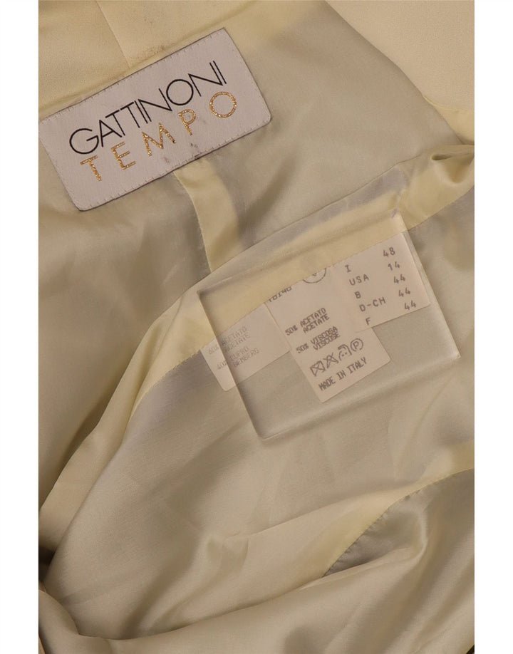 Gattinoni Veste Blazer Femme Manches 3/4 1 Bouton IT 48 XL Bleu Géométrique