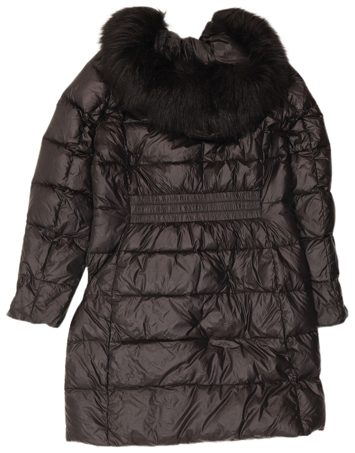 Karen Millen Manteau rembourré à capuche pour femme UK 12 Medium Noir Nylon