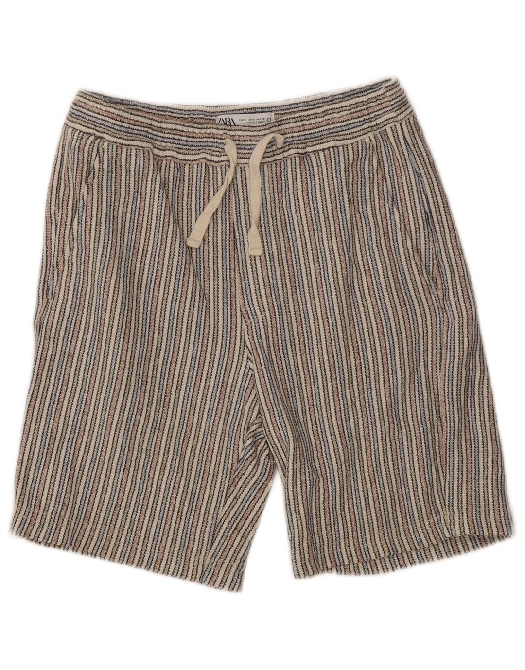 Zara Femme Short Chino Small W30 Coton Rayé Multicolore