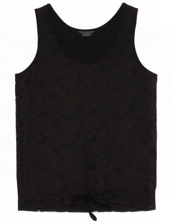 Guess Débardeur en dentelle pour femme UK 44 Medium Noir Floral Viscose
