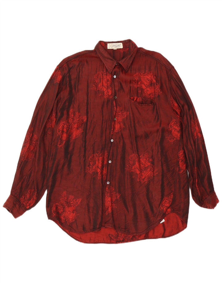 CLINIQUE By Riccardo Bini Chemise Acétate Floral Bordeaux Moyen Homme