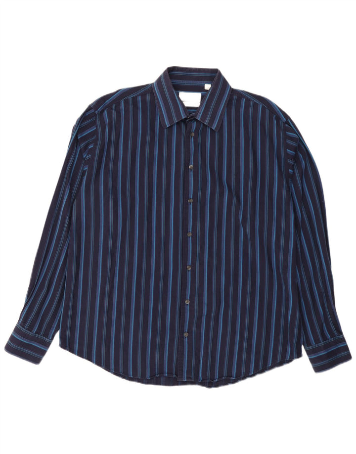 Yves Saint Laurent Chemise Homme XL Bleu Marine Rayé Coton