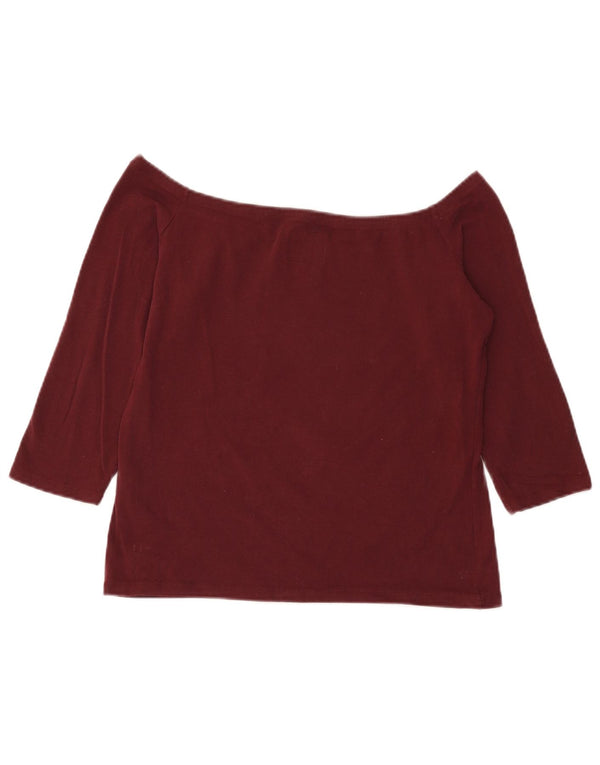 Superdry Haut court à épaules dénudées pour femme Manches 3/4 UK 18 XL Coton bordeaux