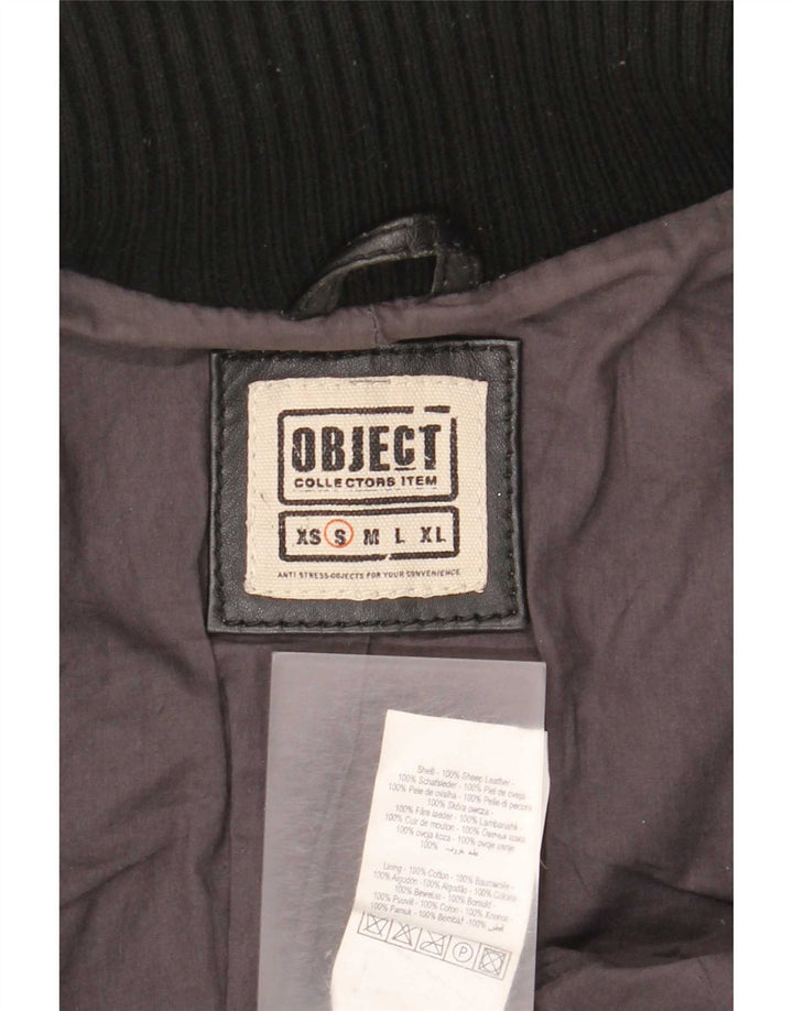 Object Veste en cuir pour femme UK 10 Petit cuir noir