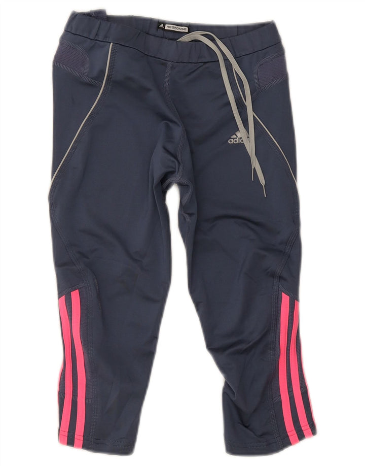 Adidas Femmes Response Capri Leggings UK 12 Moyen Bleu Marine Polyester