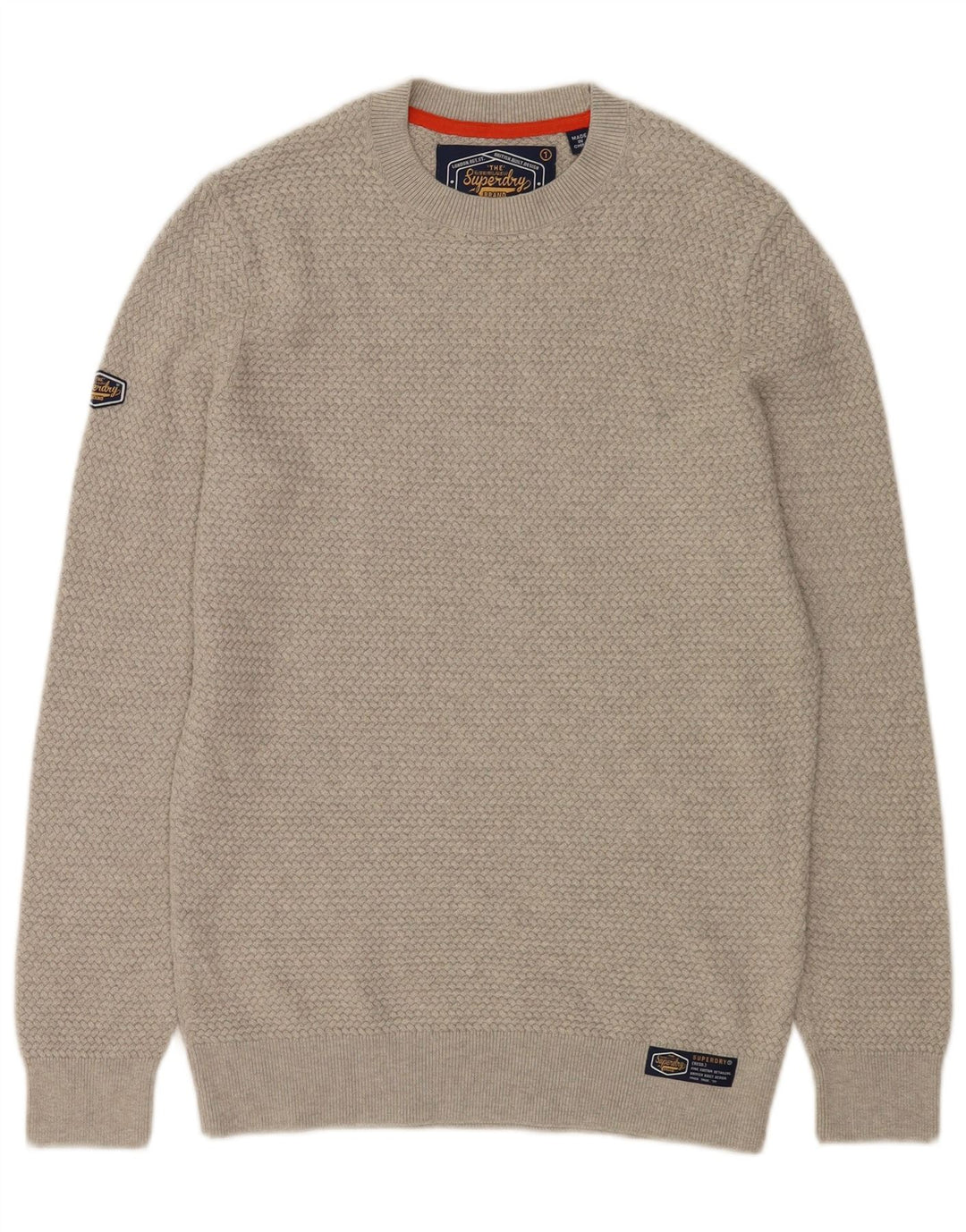 Superdry Pull Ras du Cou Pull Homme Gris Moyen Coton