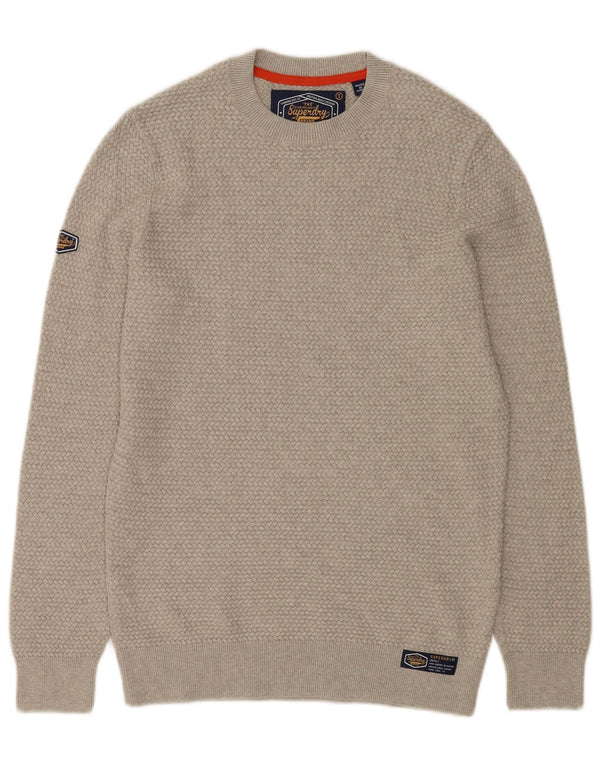 Superdry Pull Ras du Cou Pull Homme Gris Moyen Coton