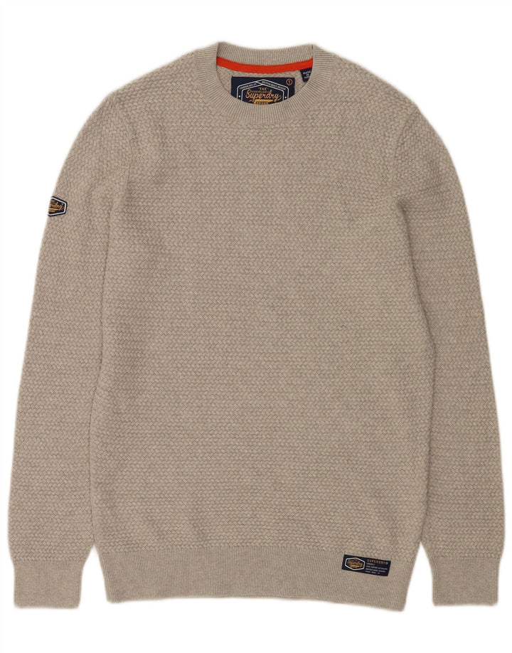 Superdry Pull Ras du Cou Pull Homme Gris Moyen Coton