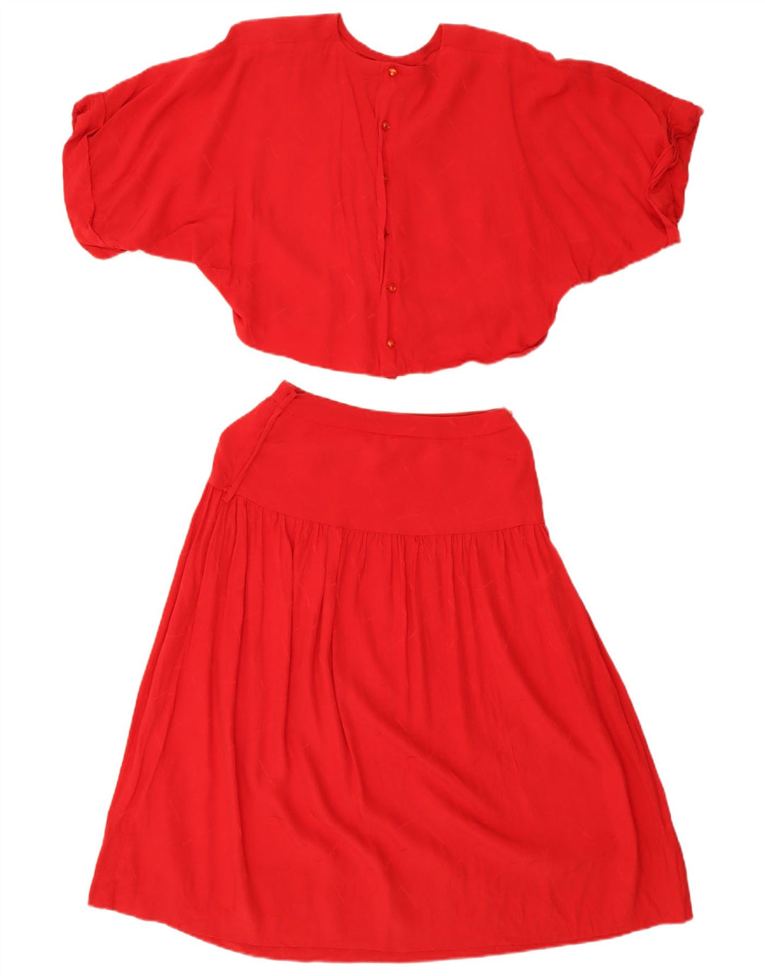 vintage Femmes Surdimensionné 2 Pièces Jupe Ensemble UK 14 Moyen W26 Rouge