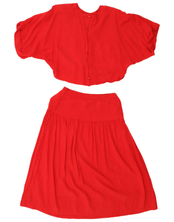vintage Femmes Surdimensionné 2 Pièces Jupe Ensemble UK 14 Moyen W26 Rouge