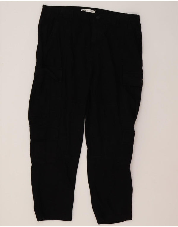 Zara Mens Straight Cargo Trousers EU 44 Large W34 L27 Black