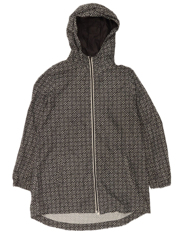 Marks & Spencer Manteau imperméable à capuche pour femme UK 44 Medium Noir Géométrique