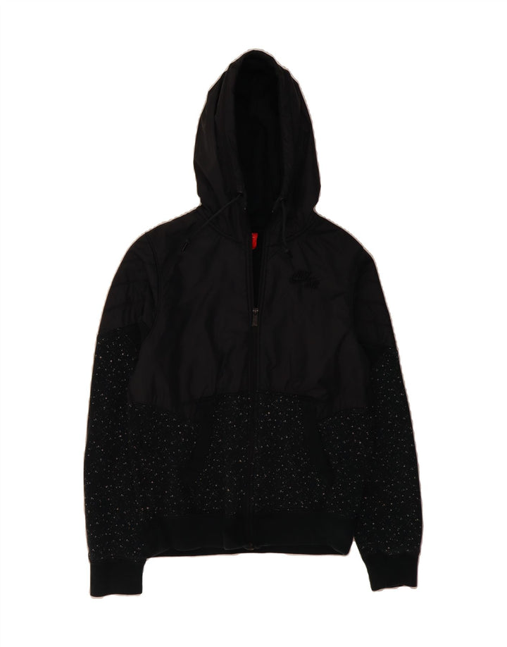 NIKE Womens Oversized Zip Hoodie Sweater UK 10 Small Black Spotted Vintage Nike and Second-Hand Nike from Messina Hembry 