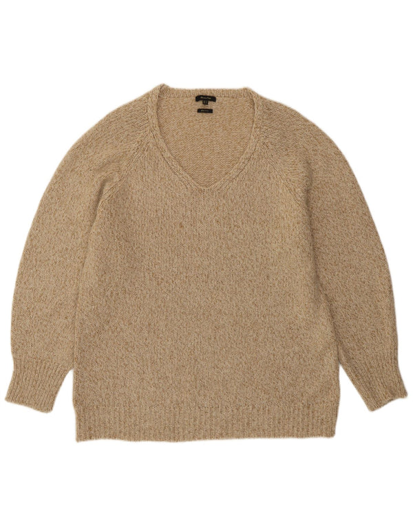 Massimo Dutti Pull col V pour femme UK 14 Laine mouchetée beige moyen